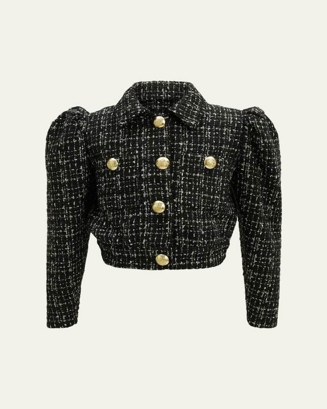 Girl's Phoebe Cropped Boucle Jacket, Size 8-14
